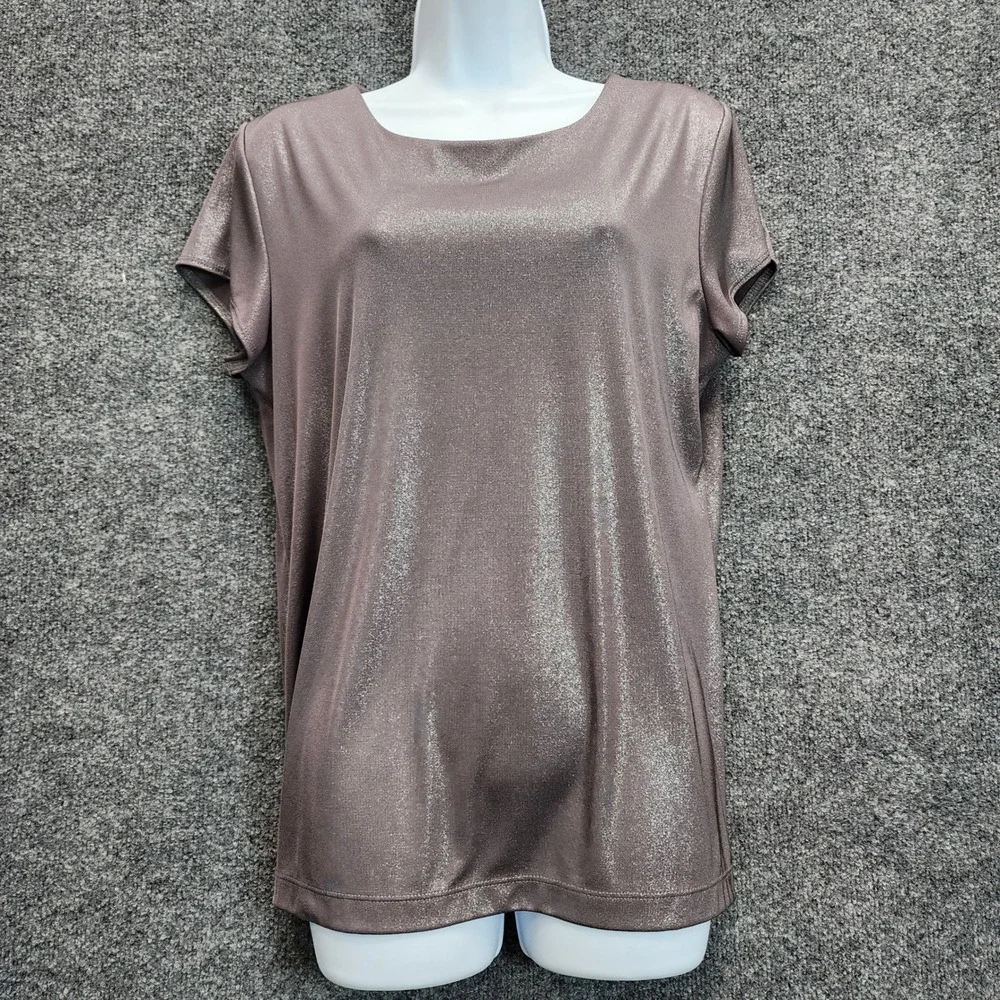 Chico's Travelers Women's Metallic Shimmer Sparkle Party Evening Top Size‎ 2